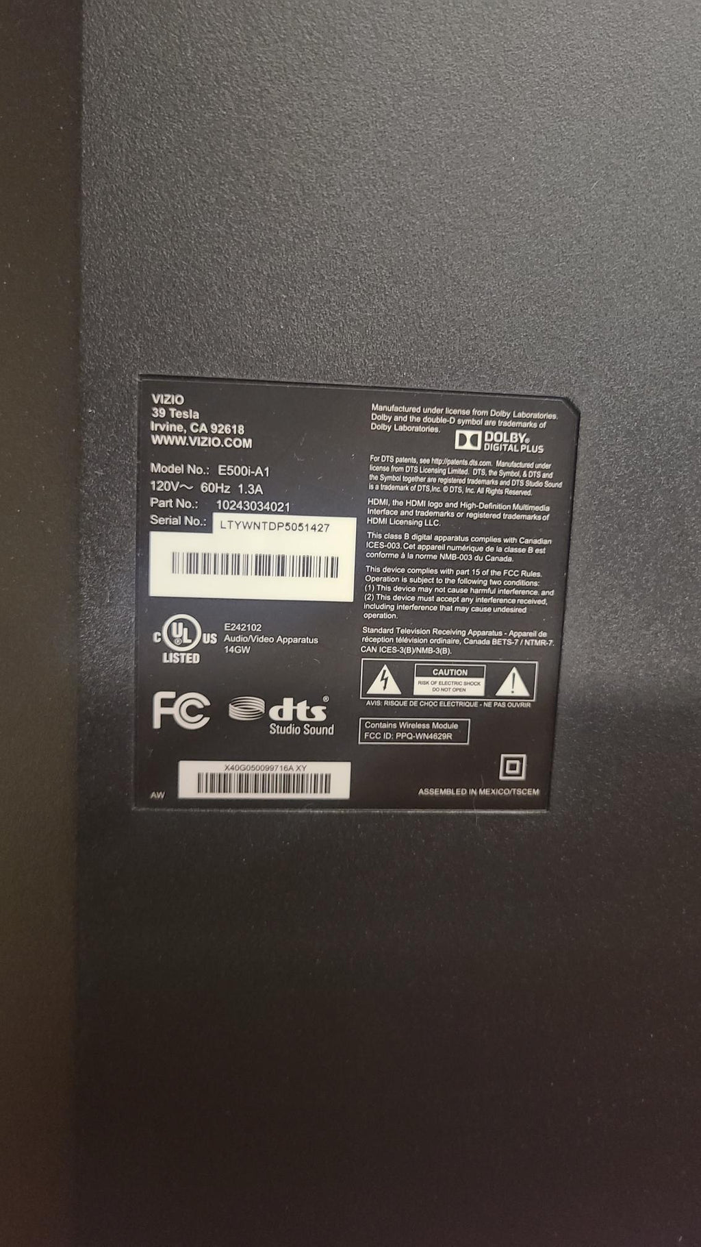 USED 50-inch Vizio TV